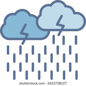 Ícone de Tom Azul Preenchido com Chuva Intensa