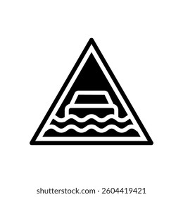 heavy rain flooding car driving obstacles glyph icon vector. heavy rain flooding car driving obstacles sign. isolated symbol illustration