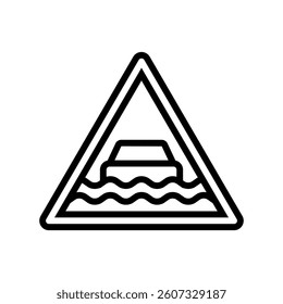 heavy rain flooding car driving obstacles line icon vector. heavy rain flooding car driving obstacles sign. isolated contour symbol black illustration