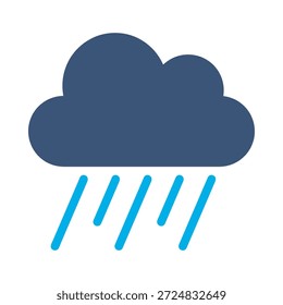 Ícono de lluvia pesada diseño de Vector plano azul gotas de agua de nube símbolo pronóstico de Clima temporada de lluvia signo de elemento gráfico