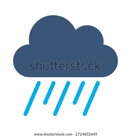 Heavy rain icon blue flat vector design cloud water drops symbol weather forecast storm shower season graphic element sign