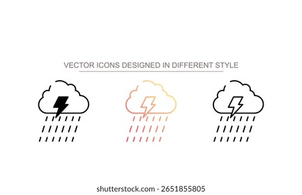 Projeto de ícone de chuva pesada com fundo branco ilustração stock