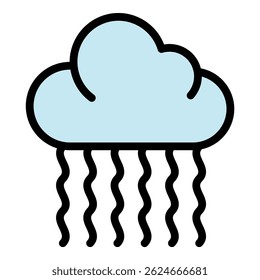 Ícone de chuva forte. Contorno de chuva pesada ícone vetor cor plana isolado