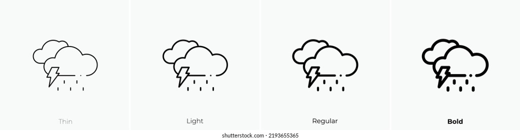 heavy rain icon. Thin, Light Regular And Bold style design isolated on white background