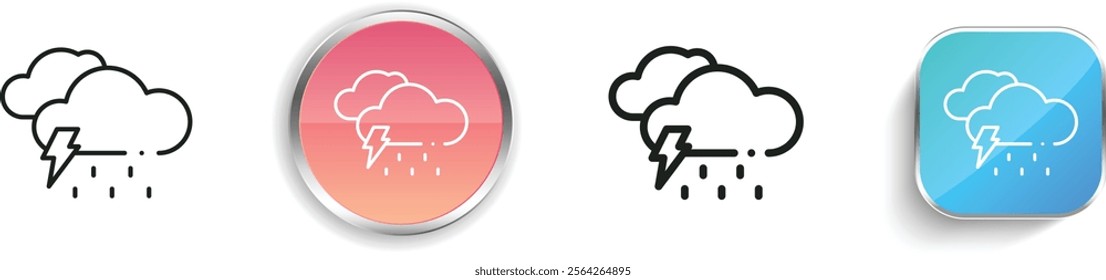 heavy rain icon. Thin Linear, Regular and Button Style Design Isolated On White Background