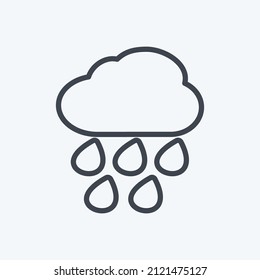 Heavy Rain Icon in trendy line style isolated on soft blue background