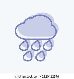 Heavy Rain Icon in trendy two tone style isolated on soft blue background