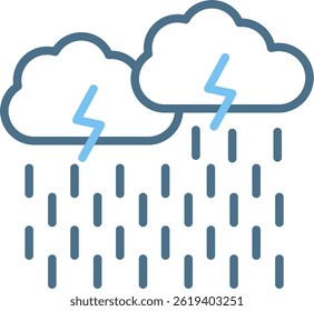 Heavy Rain Line Two Colour Icon
