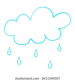 Heavy rain, rainy season, outline blue clouds and storm, weather nature background, Flood natural disaster, vector illustration.