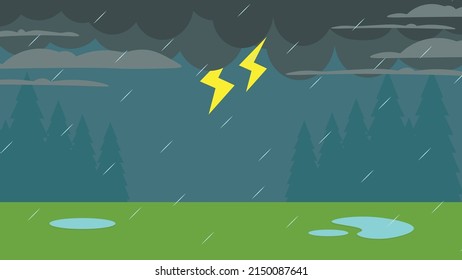 heavy rain, thunder and lightning
