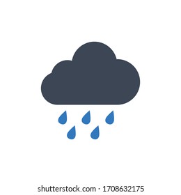 Heavy Rain Vector Icon On White Background