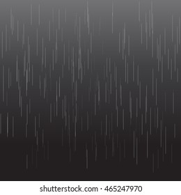 Heavy rain vector texture isolated on black background. Realistic rainy night illustration with dark and light colors. Rain drops on black. Spring autumn vector rain drops concept.