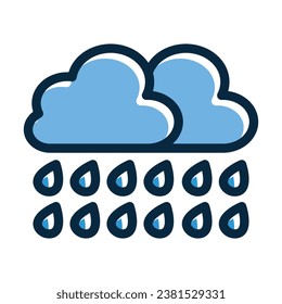 Heavy Rain Vector Thick Line Filled Dark Colors Icons For Personal And Commercial Use.
