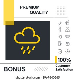 Heavy rain vector thin line icon with modern background