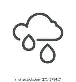 Ícone De Tempo Com Chuva Forte. Nuvem com gotas de chuva, precipitação chuvosa e tempestade de trovoadas, símbolo de previsão para condições de tempestade úmida.