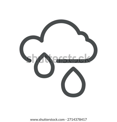 Heavy Rain Weather Icon. Cloud with raindrops, downpour precipitation and thunderstorm shower forecast symbol for wet stormy conditions.