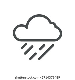 Icono de Clima de lluvia pesada. Nube de línea delgada con ilustración de rayas de aguacero para pronóstico de tormentas, temporada de monzones y clima húmedo. Símbolo de Vector de contorno aislado, pictograma de trazo editable