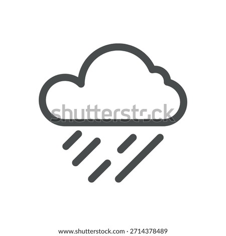 Heavy Rain Weather Icon. Thin Line Cloud with Downpour Streaks Illustration for Storm Forecast, Monsoon Season and Wet Climate. Isolated Outline Vector Symbol, Editable Stroke Pictogram