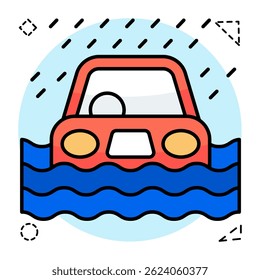Heavy rainfall icon in flat design isolated on white background