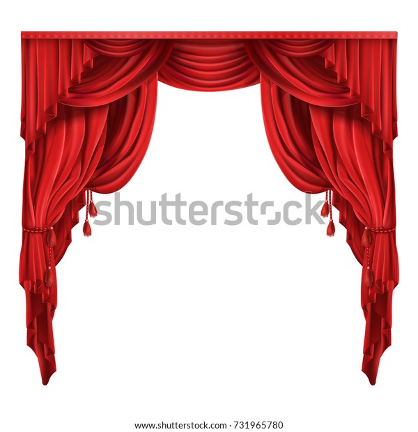 Heavy Red Curtains Drapes Victorian Style Stock Vector Royalty