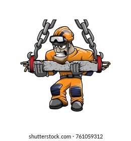 Heavy Rigger Rescuer vector color drawing mascot