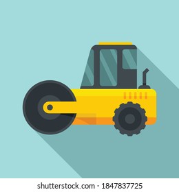 Heavy road roller icon. Flat illustration of heavy road roller vector icon for web design