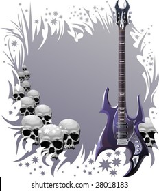 Heavy rock guitar and skulls.