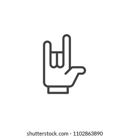 Heavy Rock hand gesture outline icon. linear style sign for mobile concept and web design. Horns Up Heavy Metal Sign simple line vector icon. Symbol, logo illustration. Pixel perfect vector graphics