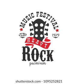 Heavy Rock music festival est. 1979 logo, design element can be used for poster, banner, flyer, print or stamp vector Illustration on a white background