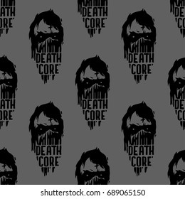 Heavy rock music seamless pattern vector vintage background with punk hard sound illustration