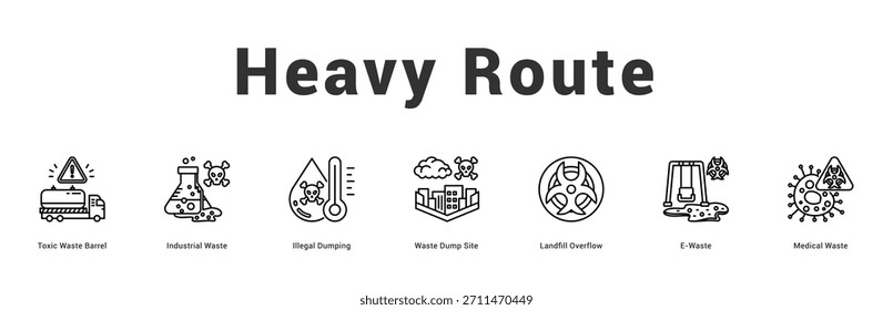 Heavy Route Modern and clean web banner illustration featuring thematic icons for visual communication