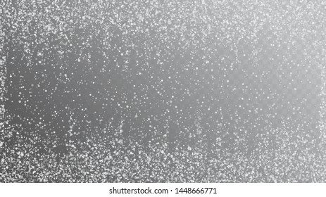 Heavy Snowfall, Falling Snow. Winter Holidays Storm Background. Advertising Frame, New Year, Christmas Weather. Falling Snowflakes, Night Sky. Elegant Scatter, Grunge White Glitter. Cold Heavy Snow