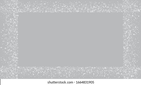 Heavy Snowfall, Falling Snow. Winter Holidays Storm Background. Advertising Frame, New Year, Christmas Weather. Falling Snowflakes, Night Sky. Elegant Scatter, Grunge White Glitter. Cold Heavy Snow