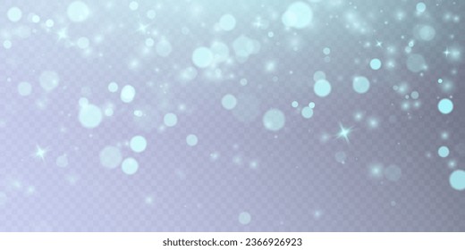 Heavy snowfall on transparent vector background.Christmas background overlay in the air with flying white snowflakes for New Year illustrations.
