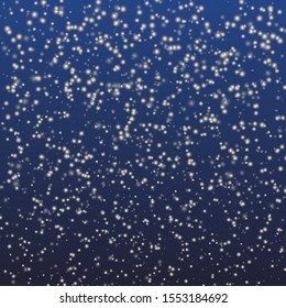 Heavy snowfall, snowflakes in different shapes and forms. Snow winter. Frosty close-up wintry snowflakes - vector