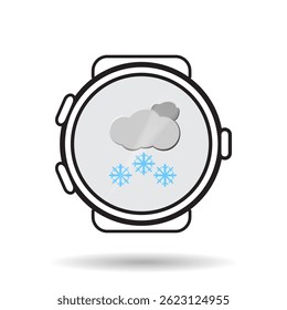 Heavy Snowfall Weather Icon on Smartwatch Display, Minimal Flat Style Winter Snow Storm Symbol