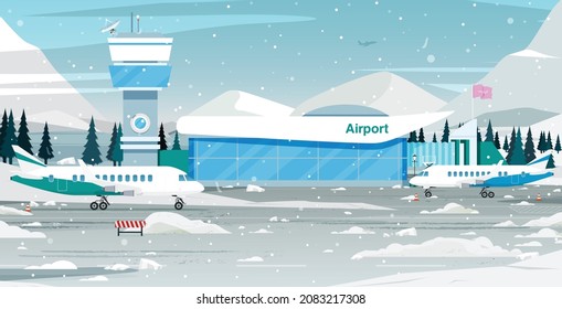 The heavy snowy airport made the runways filled with snow.