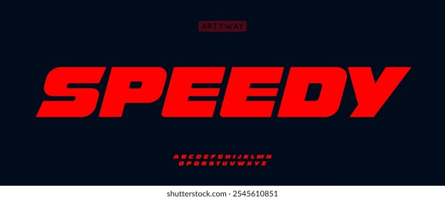 Heavy speedy alphabet, bold italic letters, speed racing font for dynamic logo, emphasis headline, contemporary typography, modern typographic design. Vector typeset