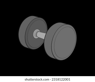 Heavy sport dumbbell for gymnastics, vector Heavy sport dumbbell isolated with black background.
