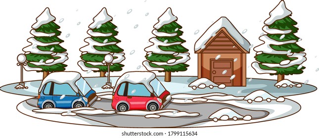 Heavy storm disaster simple scene illustration