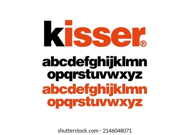 Schweres Alphabet mit schwarz-orangefarbenen Buchstaben für Schokoladenmarken. Vektorgrafik-Typografie