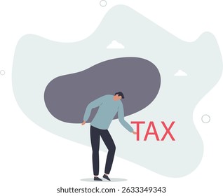 Pesada carga fiscal para pagar, problema de peso ou dívida, falência ou problema financeiro, conceito de obrigação do governo. vida de caráter .