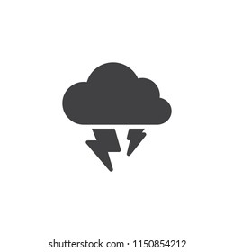 Heavy thunderstorm vector icon. filled flat sign for mobile concept and web design. Cloudy lighting weather simple solid icon. Symbol, logo illustration. Pixel perfect vector graphics