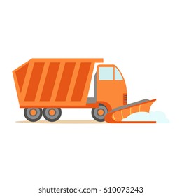 Heavy Truck With Empty Trailer , Part Of Roadworks And Construction Site Series Of Vector Illustrations