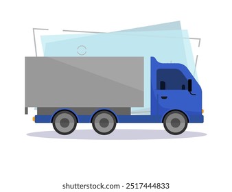 Zware vrachtwagen illustratie. Auto, grote auto, service. Vervoersconcept. Vectorillustratie kan worden gebruikt voor onderwerpen als zaken, logistiek, transport