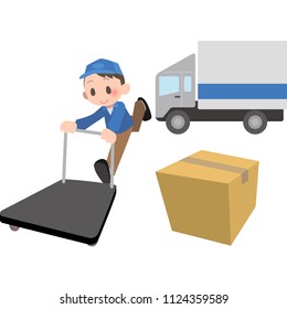 a heavy truck and push car and box