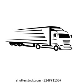 heavy truck silhouette design. delivery transportation logo, sign and symbol for business.