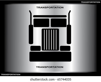 Heavy truck silhouette on silver background