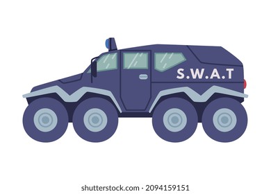 Heavy Truck as SWAT Vehicle or Rescue Vehicle and Police Tactical Unit Vector Illustration