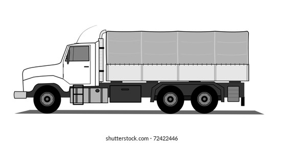 Heavy truck with tarpaulin vector